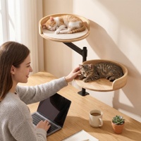 Lit pour chat réglable en chêne massif, écologique, de style mi-siècle, avec coussin en corde de coton tressée à la main, conforme à la norme ENF, pour bureau ou maison
