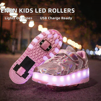Chaussures à roulettes pour enfants ENEN, roues en PVC, deux roues, lumière LED, rechargeables par USB, chaussures de skate, bleu, taille 28-40 EU, garçons et filles