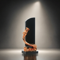 Trophée en cristal noir avec dragon doré gravé et poli, impression UV personnalisée, prix écologiques MH-J0134