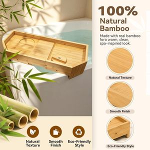 Plateau pour bain à remous en bambou avec longueur extensible et rotation à 360° °   Support de téléphone, table latérale antidérapante pour spa, porte-boissons pour spa pour collations - Product Image 5