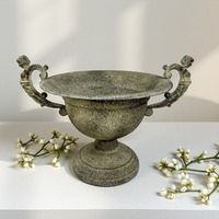Grand vase en fer vintage style ferme campagnarde, design marbré classique, gris rétro, pour mariage, salon et table à manger