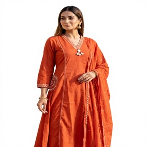 Conjunto de Kurta y Palazzo de Seda Banana para Mujer, Estilo Indio, Completamente Bordado, con Estampado Elegante, Traje con Dupatta para Fiesta - Product Image 1