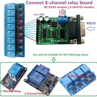 Módulo RS232 de 8 canales Protocolo serie UART AT Comando Relé multifunción Placa de control PLC 5-24V