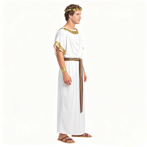 Disfraz de Toga Griega Antigua para Hombre, Túnica Blanca de <span class=keywords><strong>Emperador</strong></span> Romano con Adornos Dorados, Corona de Laurel y Accesorios, Cosplay de Halloween - Product Image 3