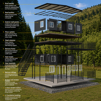 Maison préfabriquée moderne, compacte, pliable et extensible, type conteneur, 3 chambres avec salle de bain
