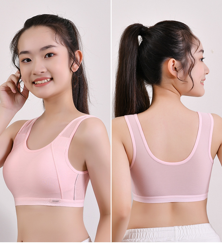 Custom Girl's Underwear 888#Wholesale Big Girls Training Bras Wireless Light Padded Sports Halter Vest Bra Teens Bra Girls