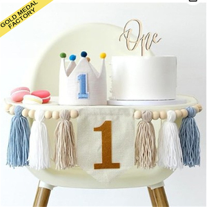 Bannière à franges bohème pour fête d'<span class=keywords><strong>anniversaire</strong></span> de bébé, décoration artisanale pour chaise haute, ensemble cadeau pour fête de 1er <span class=keywords><strong>anniversaire</strong></span>, garçons et filles - Product Image 1