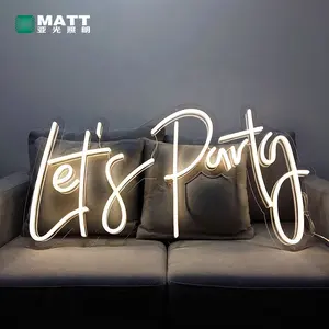 MATT 2023 drop shipping personalized let's party letters cutting shape activities using decorations custom indoor led neon sign