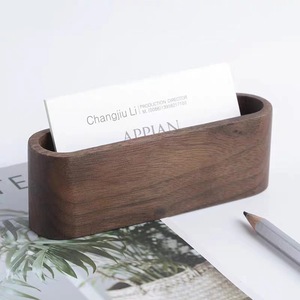 Porte-cartes de visite en bois massif, organisateur de cartes de visite, clip portable de bureau, boîte à mémos, porte-cartes de visite en bois, affaires - Product Image 1