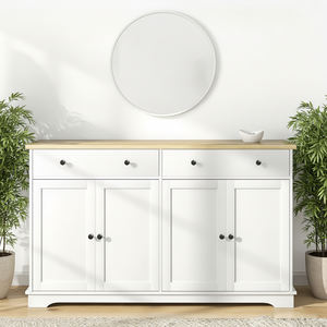 <span class=keywords><strong>Buffet</strong></span> en bois avec rangements, étagères réglables, 4 tiroirs et 4 portes pour salon et cuisine - Product Image 2