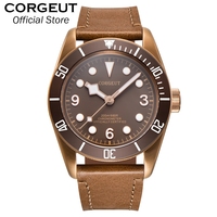 Corgeut 41mm seiko Nh35 Mouvement Logo personnalisé Montre Plongée Automatique Bracelet en cuir Costume HOMMES Montres mécaniques