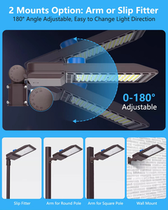 Lampe de rue <span class=keywords><strong>LED</strong></span> étanche IP65 pour <span class=keywords><strong>extérieur</strong></span>, <span class=keywords><strong>parking</strong></span>, avec capteur photocellule, montage sur poteau ou mur, 75-300W - Product Image 4