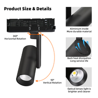 Luz de Riel LED Profesional TL402 de 30W, Ra≥90, UGR<19, Reflector ALANOD, LIFUD DIP 3CCT, Regulable, COB
