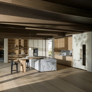 Muebles de Cocina Modulares de Madera de Alta Gama con Diseño de Isla de Mármol y <span class=keywords><strong>Cascada</strong></span>, Gabinetes de Cocina Personalizados Modernos de Lujo para Toda la Casa - Product Image 2