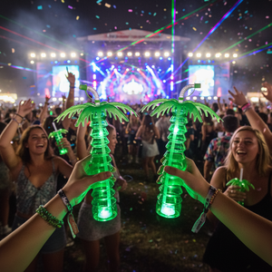 Vasos de Plástico con Forma de Palmera de Coco de 16 oz con Luces LED para Conciertos, Festivales, Discotecas, Bodas, Fiestas de Cumpleaños, Actividades al Aire Libre y <span class=keywords><strong>en</strong></span> la Playa - Product Image 5