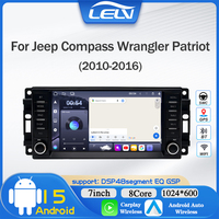 Autoradio Android 15 LELV pour Jeep Compass Wrangler Patriot (2010-2016) - Stéréo GPS tactile avec Wi-Fi intégré et audio haute résolution