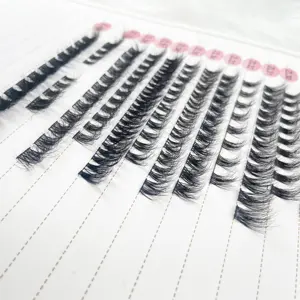 Grosir kit ekstensi bulu mata mink asli cluster bulu mata individual label D DD keriting DIY cluster