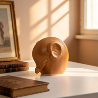 Décoration d'éléphant incurvée minimaliste pour la maison, famille d'éléphants en céramique, articles de décoration intérieure, style rustique pour l'intérieur de la maison