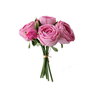 Fiori Artificiali di Alta Qualità all'Ingrosso, 6 Teste di <span class=keywords><strong>Rose</strong></span> Realistiche con Effetto Umido, Rivestimento in PVC, Fatti a Mano per Natale - Product Image 5
