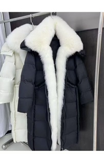OUDINA <span class=keywords><strong>Manteau</strong></span> long en duvet de canard blanc luxueux pour femmes, col en fourrure de renard épaisse, veste chaude pour l'<span class=keywords><strong>hiver</strong></span> - Product Image 4