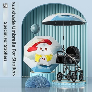 LS <span class=keywords><strong>Parapluie</strong></span> de poussette mignon pour bébé, imperméable, protection solaire UV, revêtement noir, pour enfants, extérieur, léger, facile à nettoyer - Product Image 1