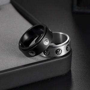 Anillos Yin Yang para Hombre y Mujer, Estilo Chino <span class=keywords><strong>Tai</strong></span> Chi, Anillo de Nudillo Giratorio de Acero Inoxidable, Estilo Punk Moderno - Product Image 4