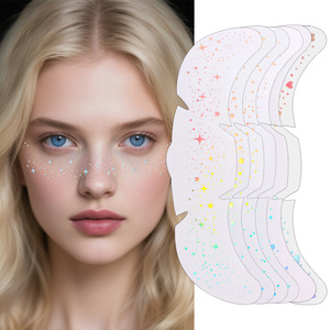 Autocollants de tatouage temporaire effet taches de rousseur, forme étoile, impression numérique, pour maquillage de visage de fête, en film PET, taille unique, tenue jusqu'à 1 semaine - Product Image 3