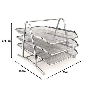 3 Tier Document <b>Tray</b> Desk Organizer Stackable <b>File</b> Organizer Desktop Letter Mail & Paper Holder & Wire Mesh <b>File</b> <b>Tray</b> - Product Image 4
