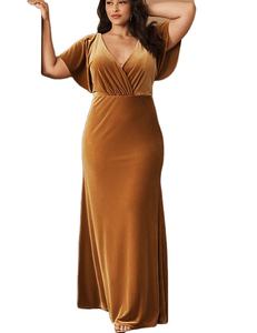 New Arrival Elegant Lady Plus Size Bridesmaid Party <strong>Velvet</strong> Evening Gowns - Product Image 2