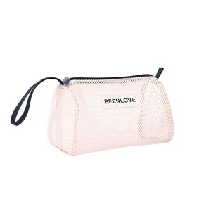 Beenlove Mesh Toiletries <b>Bag</b> Rectangle Light Pink Swimming Beach Travel Storage Portable <b>Bag</b> - Product Image 5