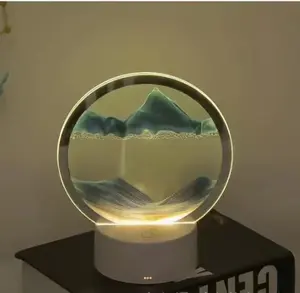 Диммер, 3d Светодиодная настольная лампа для рисования с движущимся песком, сенсорное управление