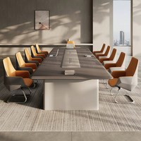Table de conférence modulaire haut de gamme écologique en bois grainé pour 12 personnes, mobilier de bureau moderne pour la formation des employés