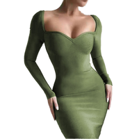 Femmes manches longues dos nu pour pansement-robe mi-longue Style décontracté taille naturelle Sexy respirant tissu à tricoter pour Mini-robe