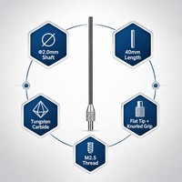 Sonde à pointe plate en carbure de tungstène SD2.0X40mm, filetage M2.5, pièce de rechange pour stylet de mesure d'indicateur de précision pour micromètre