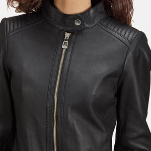 Veste en cuir véritable pour femme, effet peau de serpent, 100 % cuir, doublure polaire, écologique, imperméable, respirante, avec détails brodés - Product Image 3