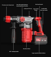 Marteau perforateur sans fil professionnel haute puissance à batterie lithium-ion sans balais, avec burin, pour béton, de qualité industrielle