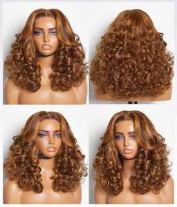 วิกผมมนุษย์บริสุทธิ์แฟชั่นใหม่วิกผมมนุษย์ผมหยิกสีแดงเบอร์กันดีสีออมเบร5*5 - Product Image 6