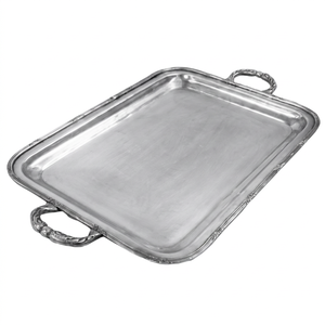 Plateau de service élégant en métal couleur argent avec poignée, nouveau design, plateau décoratif en métal à prix de gros pour la maison et l'hôtellerie - Product Image 1