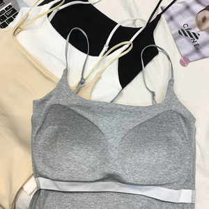 Camisetas sin mangas estilo BM para mujer Primavera Verano Venta caliente Modal algodón almohadilla en el pecho pequeño <span class=keywords><strong>tirantes</strong></span> chaleco integrado hermosa espalda interior - Product Image 3