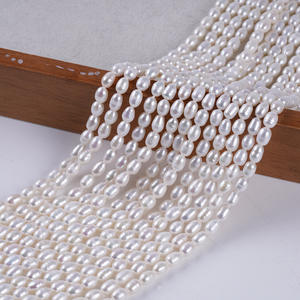 Vente en gros de perles de riz d'eau douce naturelles de 4-5 mm en forme de mètre, semi-finies, en chaîne pour collier de bricolage, bijoux, perles en vrac, promotion - Product Image 1