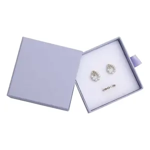 Geri dönüşümlü mor lüks yüzük ambalaj hediye çekmece kutusu özel bilezik kolye takı için karton mücevher kağıt kutuları