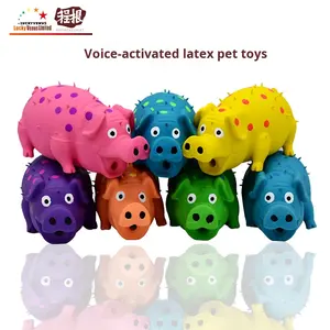 Dayanıklı çevre dostu büyük köpek oyuncak kendini eğlence gıcırtılı lateks benekli domuz karikatür tarzı yavru Pet malzemeleri - Product Image 3