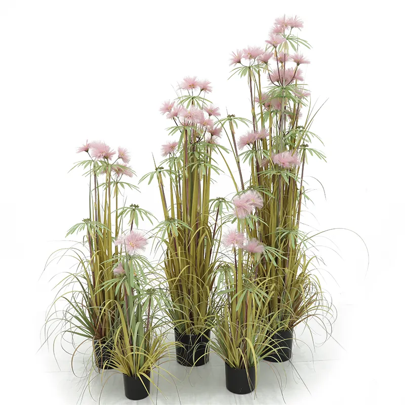 New Design High Quality Garden Decoration Artificial Pink Reed Plant Onion Grass In Pot