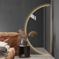 Miroir de salle de bain intelligent avec haut-parleur Bluetooth, éclairage rétroéclairé/frontal, 5 mm HD, indice de protection IP44, pour hôtel Half Moon Art Display