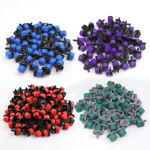 Goutteur d'irrigation goutte à goutte 8 trous à débit réglable, rouge, bleu, violet, vert, connexion filetée en plastique pour micro-asperseur de jardin - Product Image 1