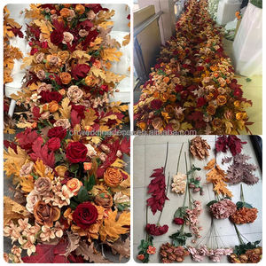 SMOOTH - Camino de Mesa Floral Otoñal Moderno Hecho a Mano con Flores Artificiales, Arreglo de Hojas de Arce Naranja Quemado, Arco de Flores para Boda - Product Image 2