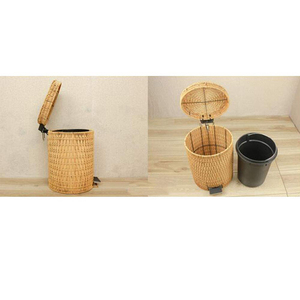 Cubo de basura de ratán Simple a la moda, Cubo de basura <span class=keywords><strong>con</strong></span> <span class=keywords><strong>Pedal</strong></span> de pie <span class=keywords><strong>con</strong></span> tapa para cestas de papel usado, cubos de basura - Product Image 6