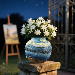 <span class=keywords><strong>Van</strong></span> Gogh Starry Night Pot de fleur en céramique fait à la main Vase de table Art inspiré salon bureau et décoration d'entrée - Product Image 4