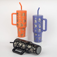 Gobelet de sublimation 40 oz avec poignée, en acier inoxydable à double paroi isolé sous vide, tasse de voyage avec couvercle à paille