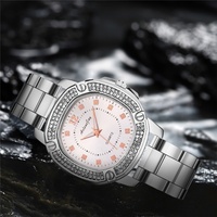 Montre de luxe pour femmes en acier inoxydable 1120, montre à quartz dorée avec diamants, meilleur cadeau